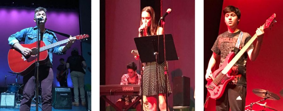 (l to r) Michael Ruggiero, Anais Leon-Kelly and Lucas Matos perform at Battle of the Bands.