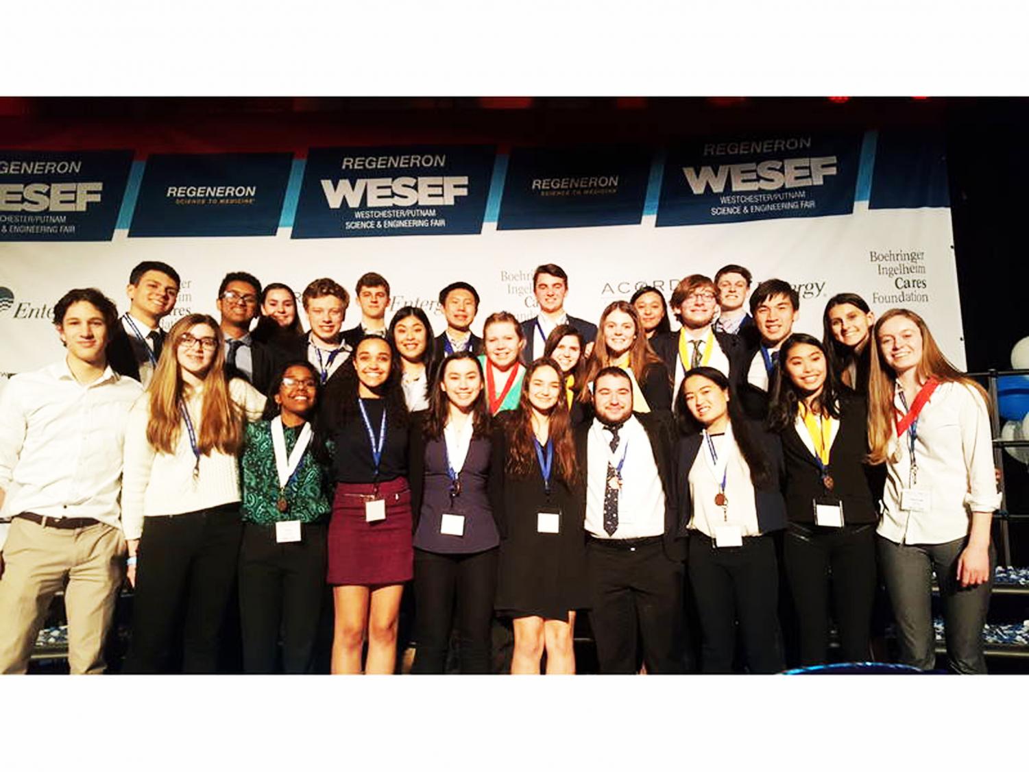 Science Research students celebrate their success after the WESEF competition.