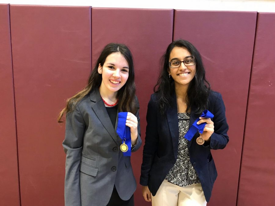 Juniors Helen Meyerson and Vedika Basavatia earned NHD medals for placing 1st and 3rd, respectively.