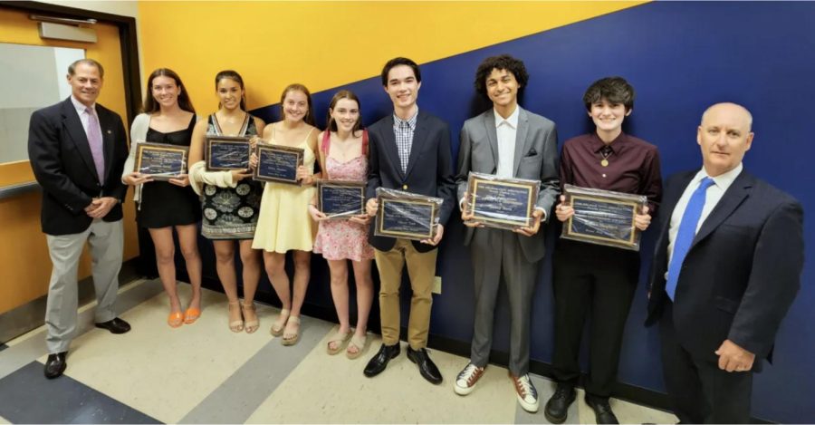 The+Pelham+Civics+Association+Awards+were+given+out+by+Darrell+Walsh+and+Tom+Morrissey+to%3A+%28l+to+r%29+Caroline+Garufi%2C+Caroline+Michailoff%2C+Eileen+Mazzaro%2C+Grace+Condon%2C+Oliver+Tam%2C+Quincy+Stern%2C+and+Robie+Shepherd.